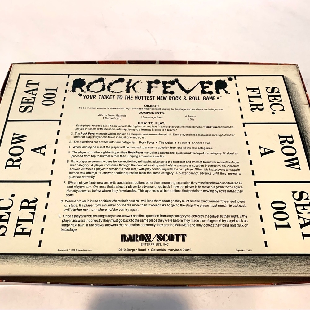 Rock Fever Board Game 1990 - Picture 8 of 8